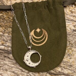 Silver Crescent Moon Pendant Necklace